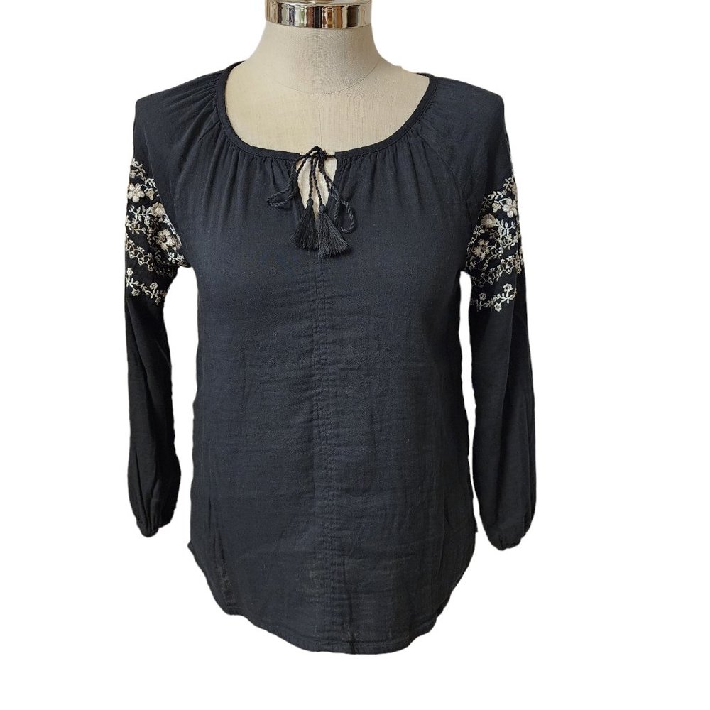 Black BOHO‎ Light Embroidered Old Navy Shirt XS